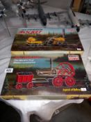 2 minicraft plastic model kits, Stephenson Rocket and 1804 Trevithick steam locomotive