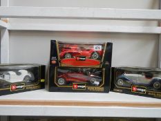 4 boxed Burago 1/18, 3 Alfa Romeo and 1 Ferrari