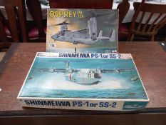 Esc1/ertl osprey PV22A and Hasegawa shin meiwa, both look complete
