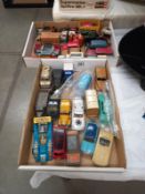 2 trays of play worn diecast, dinky and corgi models