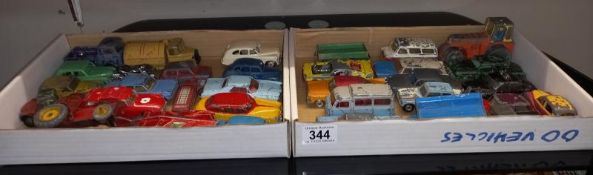 2 trays of Diecast, play worn Dinky and Corgi models