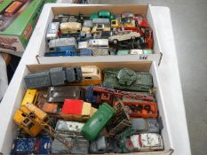 2 trays of play worn Diecast, Dinky and Corgi models