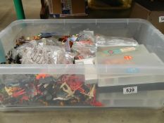 A large box of mixed plastic figures including Airfix