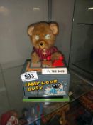 A vintage Japanese I AM The Boss battery operated bear of tinplate. Working when tested.