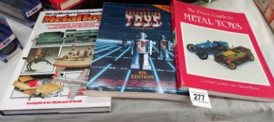 3 rare books on metal toys including tin plate Die cast with price guides