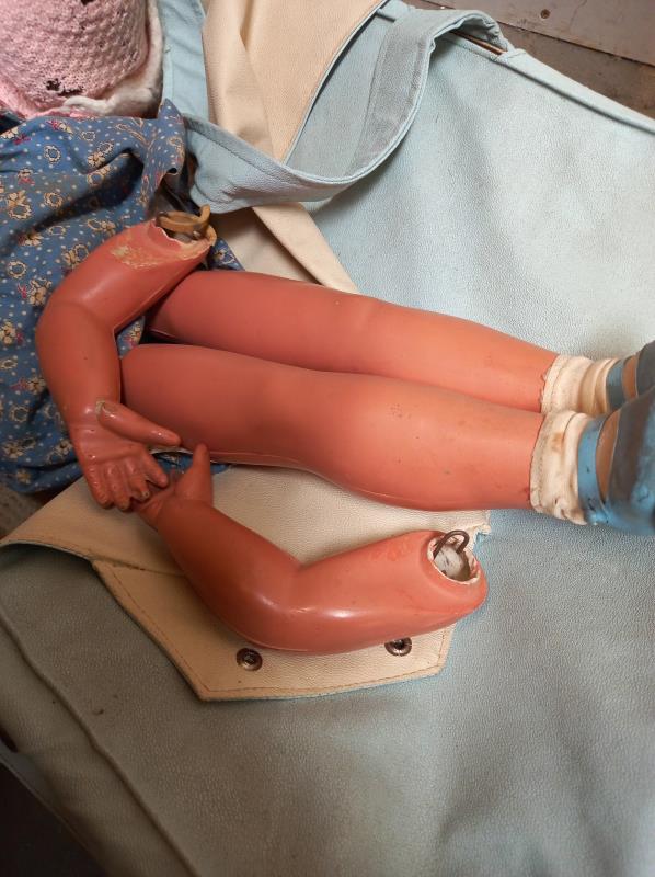 An old/mid 20th century doll A/F with carry cot - Image 5 of 5