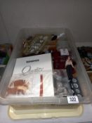 A large box of dolls house furniture