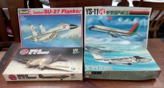 4 aircraft model kits including airfix, Revell, Bondi and Hasegawa. Completeness unknown
