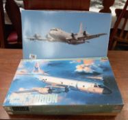 2 Hasegawa aircraft model kits including 02055 and Lockheed p.3c update 11/111 Orion, no