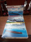 3 Itateri submarine model kits, 511, 512, 514, scale 1:700,