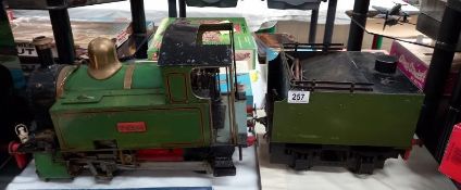 A live steam 5 inch gauge Martin Evans steam locomotive & tender with firing tools. Collect Only