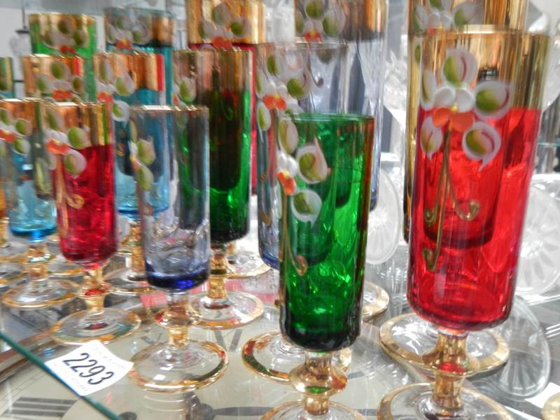 17 hand decorated coloured glasses. - Image 3 of 3