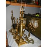 Five good brass table lamps.