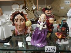 Six assorted figures including Doulton and Beswick.