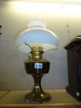 A brass oil lamp, COLLECT ONLY.