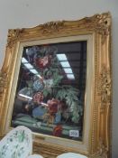 A gilt framed floral tapestry by Phillipa Eminson, 1987. COLLECT ONLY.