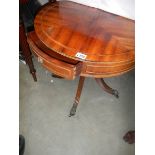 A small mahogany three drawer drum table. COLLECT ONLY.