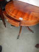 A small mahogany three drawer drum table. COLLECT ONLY.