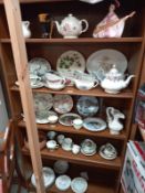 Five shelves of ceramics including gravy boats, teapots, plates etc., COLLECT ONLY.