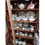 Five shelves of ceramics including gravy boats, teapots, plates etc., COLLECT ONLY.