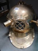 A late 20th century show piece brass diver's helmet.