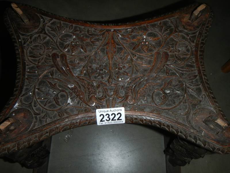 A carved stool, a/f. - Image 2 of 2