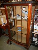 An oak mid 20th century display cabinet. COLLECT ONLY.