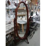 A good quality oval mahogany cheval mirror. COLLECT ONLY.