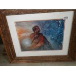 A framed and glazed study of an aboriginal man. COLLECT ONLY.