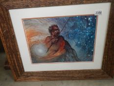 A framed and glazed study of an aboriginal man. COLLECT ONLY.