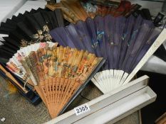 A quantity of vintage fans, a/f.