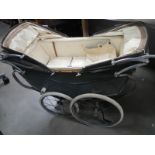 A vintage twin dolls pram, (missing handle) COLLECT ONLY.
