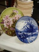 Two large hand painted Victorian plates.