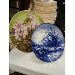 Two large hand painted Victorian plates.