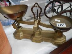 A set of vintage kitchen scales.