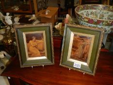 A pair of framed Victorian Christolians, in good condition,.