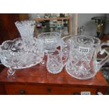 A good lot of cut glass items.