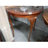 A mahogany D shaped hall table with glass top, COLLECT ONLY