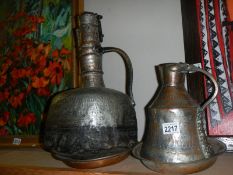 Two Asian plated on copper pots.