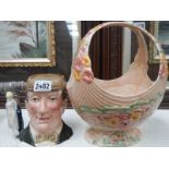 A Royal Doulton character jug 'The Auctioneer' and a Beswick basket a/f.