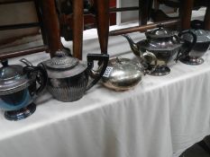 Five good silver plate teapots.