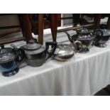 Five good silver plate teapots.