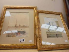 Two framed and glazed watercolours.
