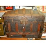 An old metal bound travelling trunk.COLLECT ONLY.