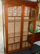 An Edwardian mahogany inlaid display cabinet. COLLECT ONLY.
