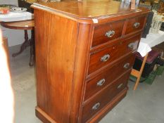 A Victorian mahogany two over three chest of drawers,. COLLECT ONLY.