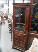 A mid 20th century corner cupboard, (small crack in glass), COLLECT ONLY.