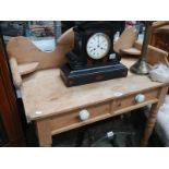 A pine two drawer washstand with porcelain knobs. COLLECT ONLY.