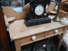 A pine two drawer washstand with porcelain knobs. COLLECT ONLY.