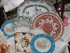 A mixed lot of assorted plates including late Victorian.